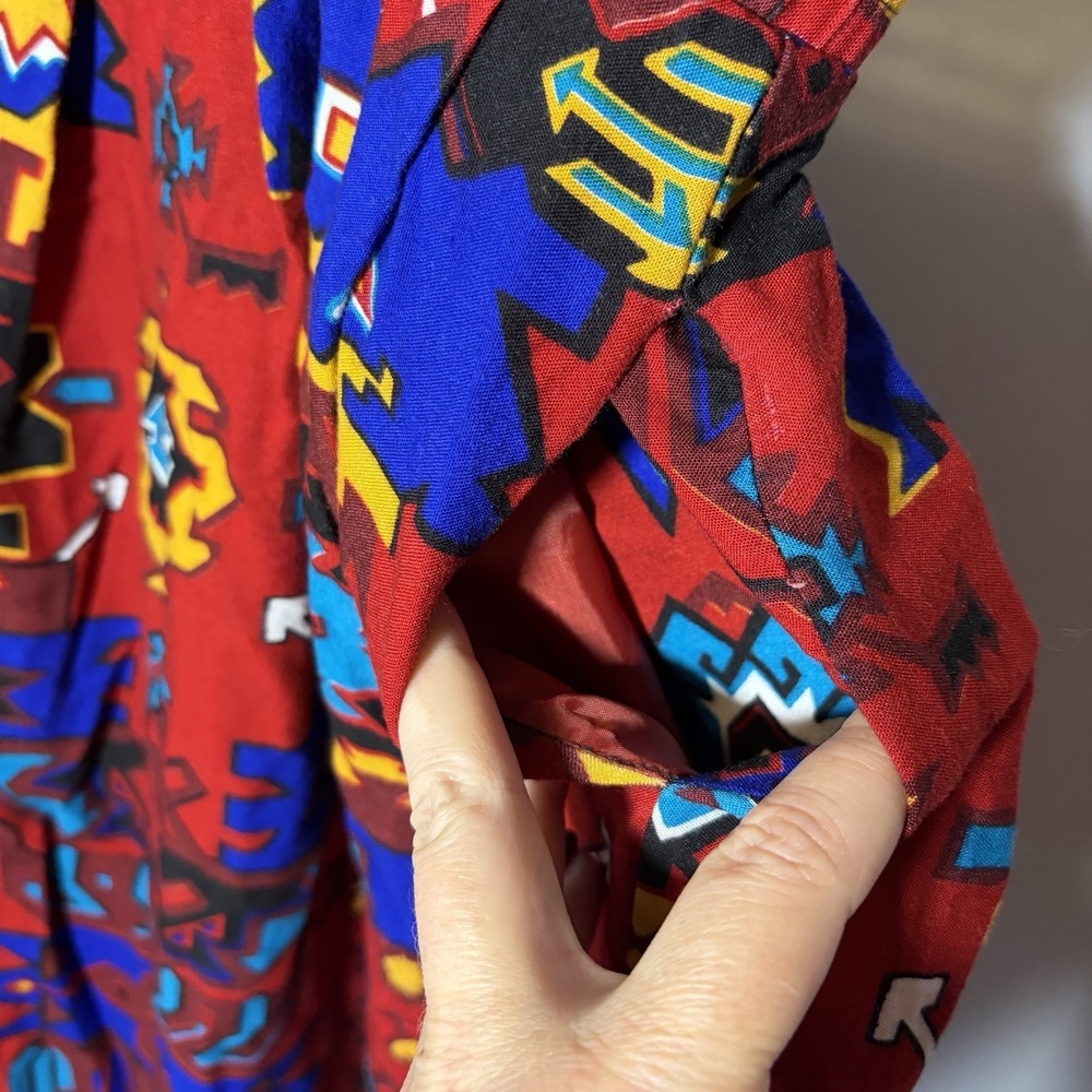 VTG Worthington Large Southwest Artsy Abstract Hippie Maxi Skirt Red 90s Pockets - Picture 5 of 10